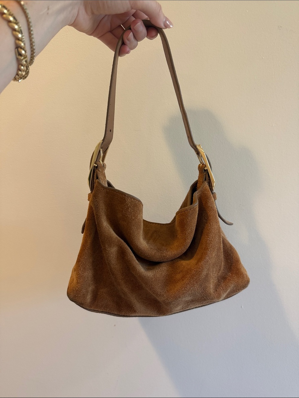 J. Crew Berkeley small shoulder bag in suede in sun-kissed ta - Picture 6 of 13